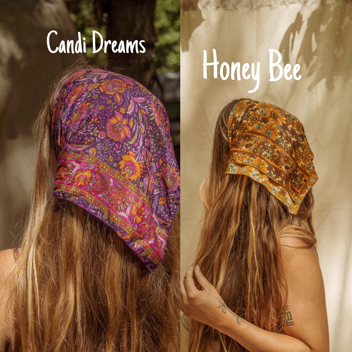 Hippie Bohemian Silk Bandana, Floral Hair Scarf