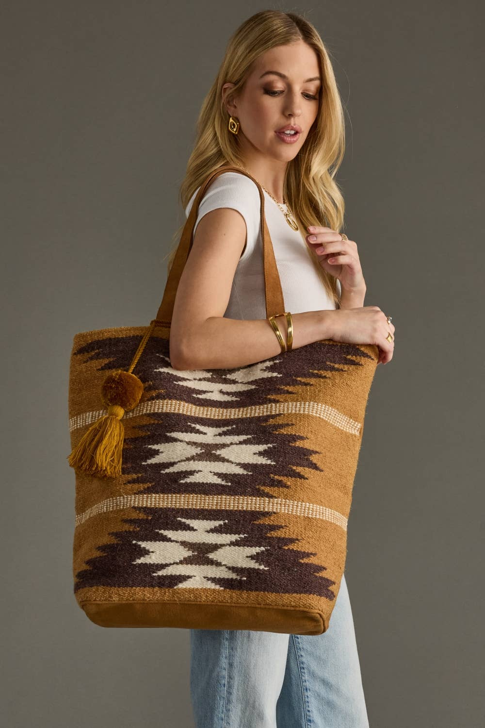 Tan, Brown & Cream Western Tote