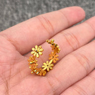 FGS - 18K Gold Plated SS Daisy Flower Adjustable Ring