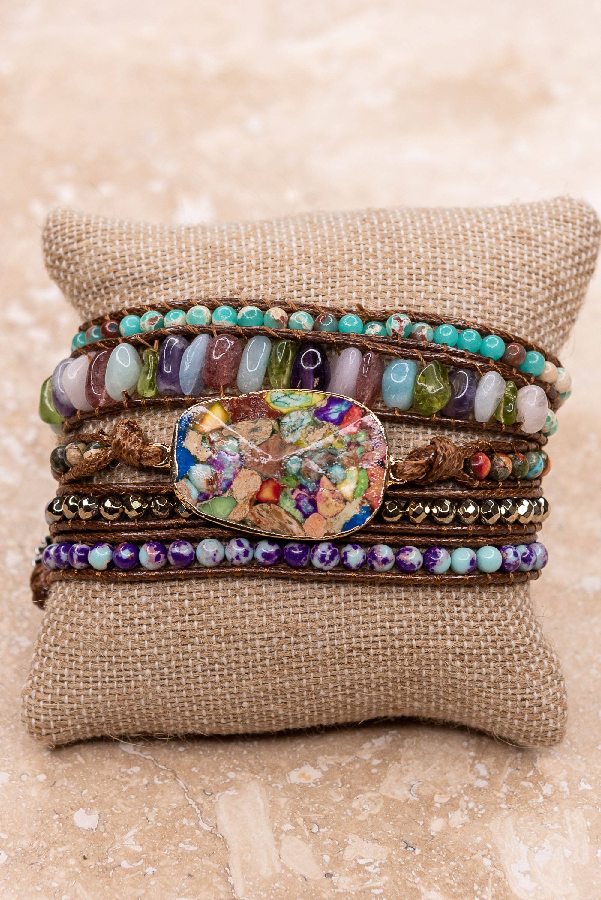 Kelly Wrap Bracelet: Jasper/Brown