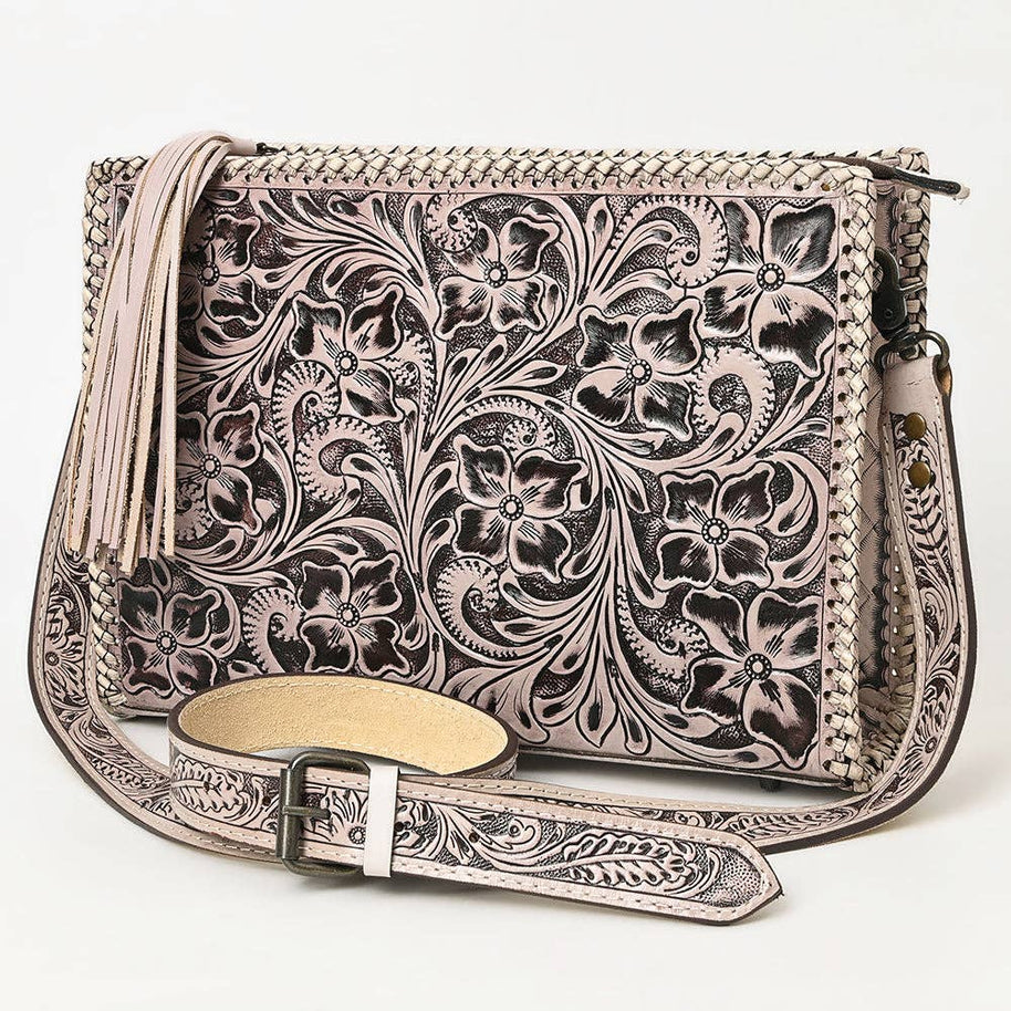 American Darling Hand-Tooled Western Leather Crossbody Bag - Genuine Floral Carved Artisan Purse
