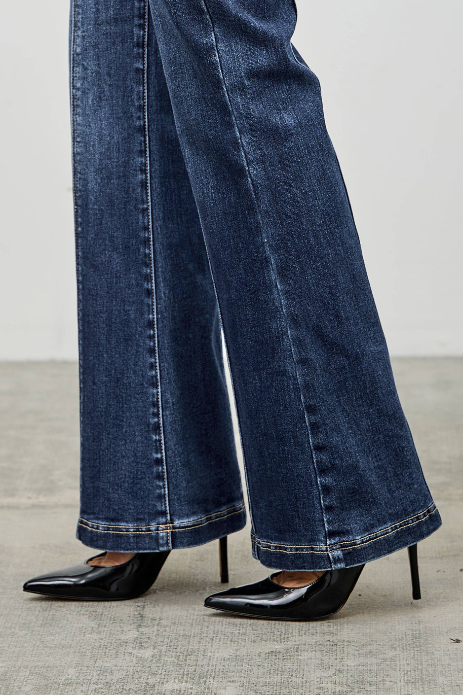 High-Rise Boot Cut Jeans Seam Detail