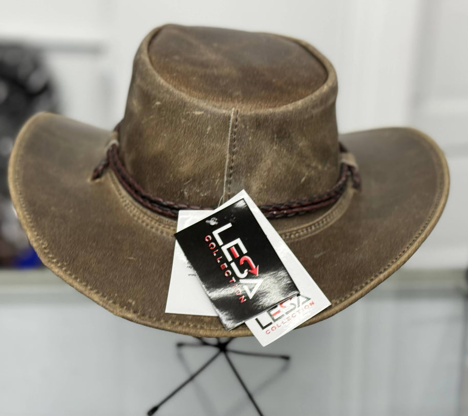 Banjo  Leather Cowboy Western Hat