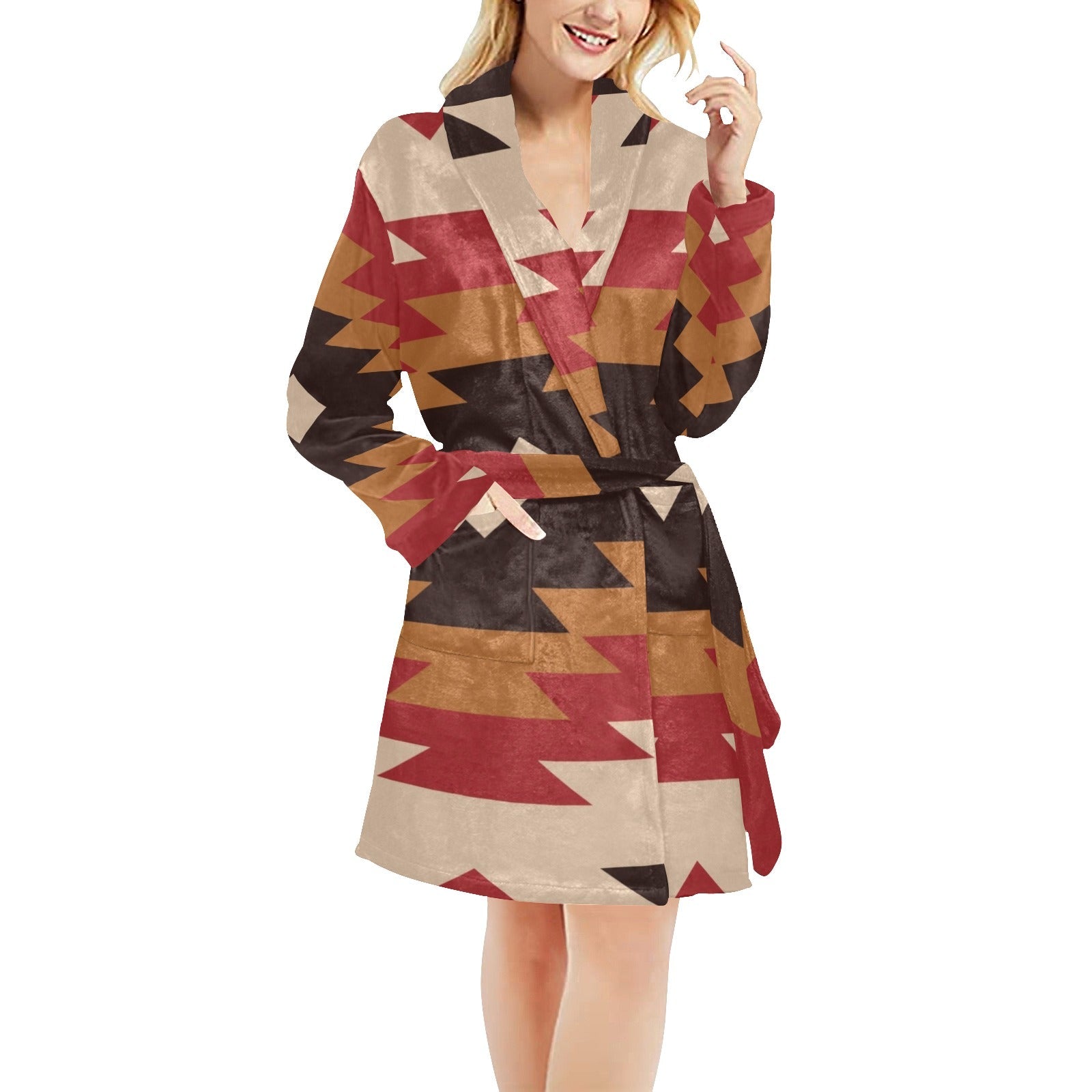 Red Aztec Women's Western Bath Robe