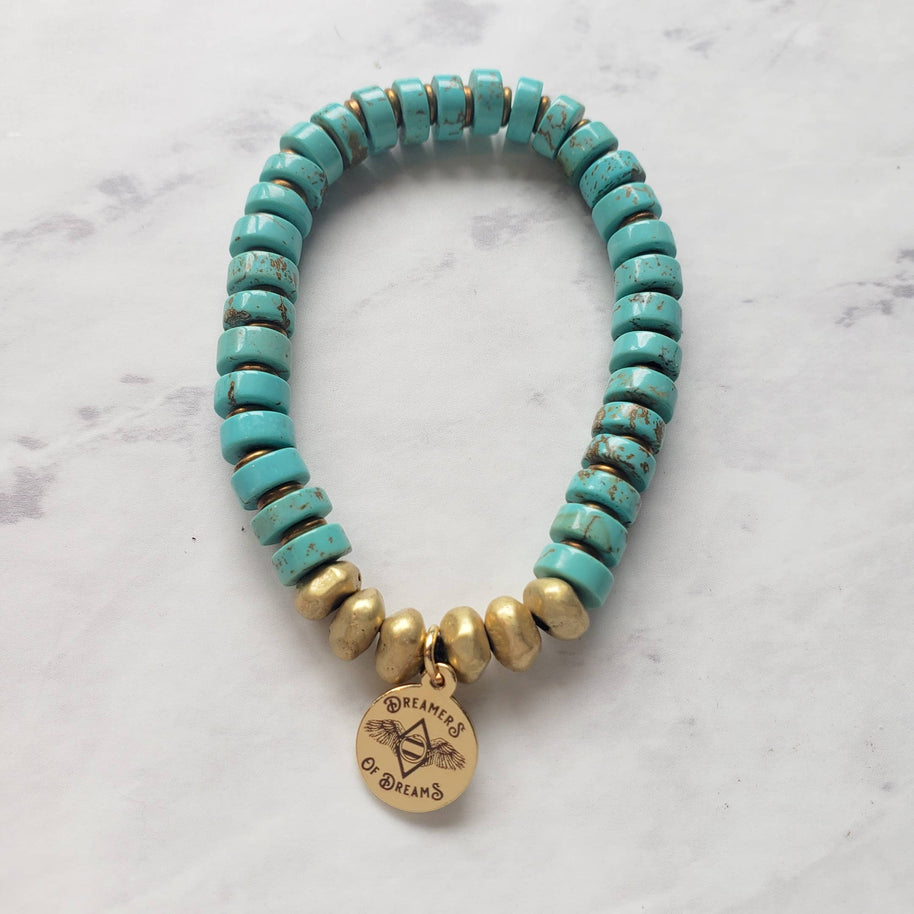 Large Turquoise Heishi Beaded Bracelet