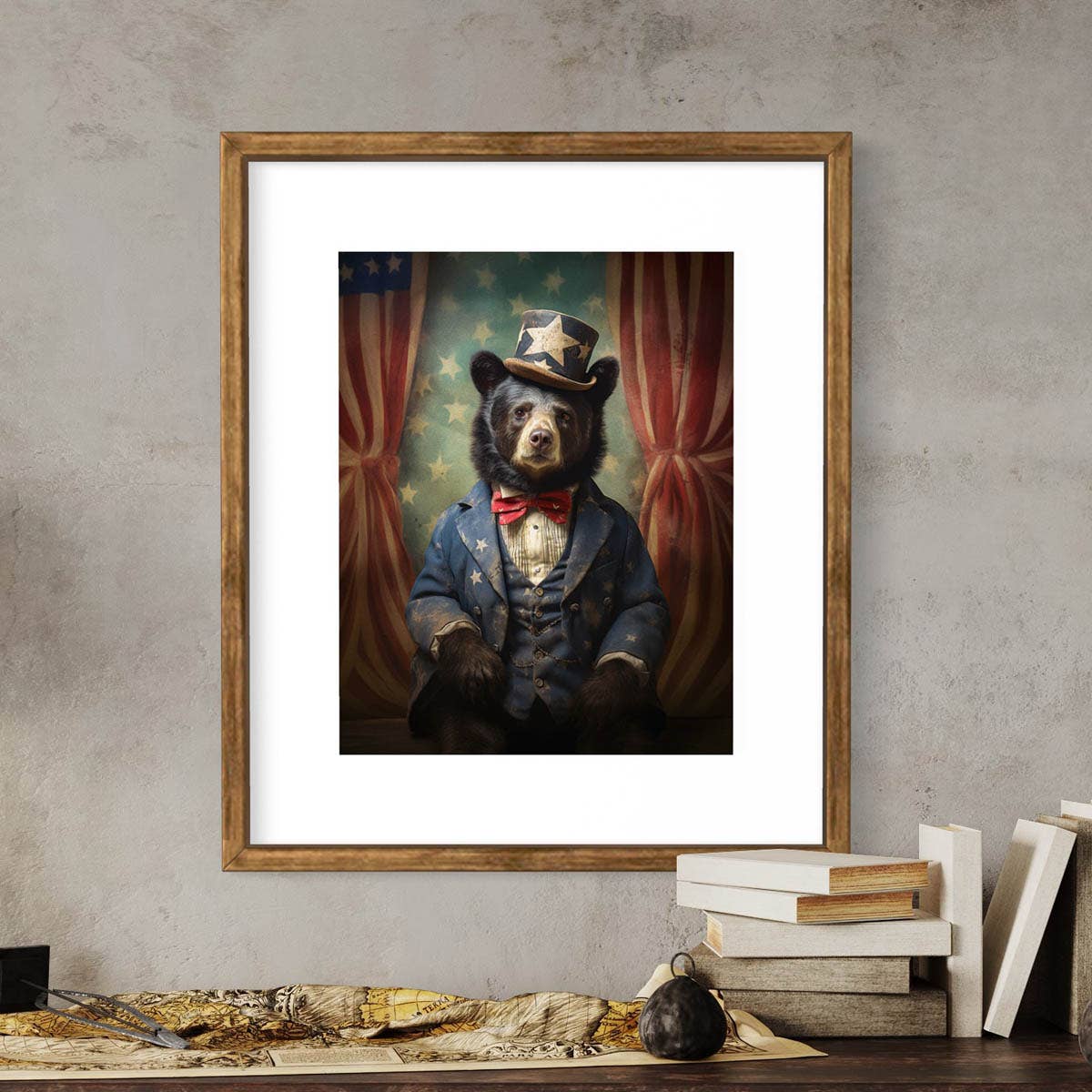 Bear in Star Hat Art Print