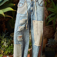 Patchwork & Stud Jeans