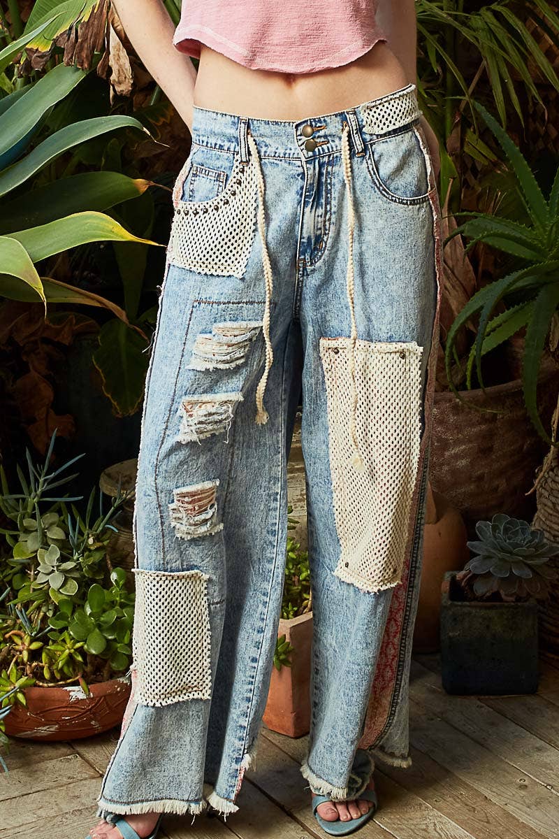 Patchwork & Stud Jeans