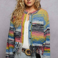 Colorful Fringed Cardigan