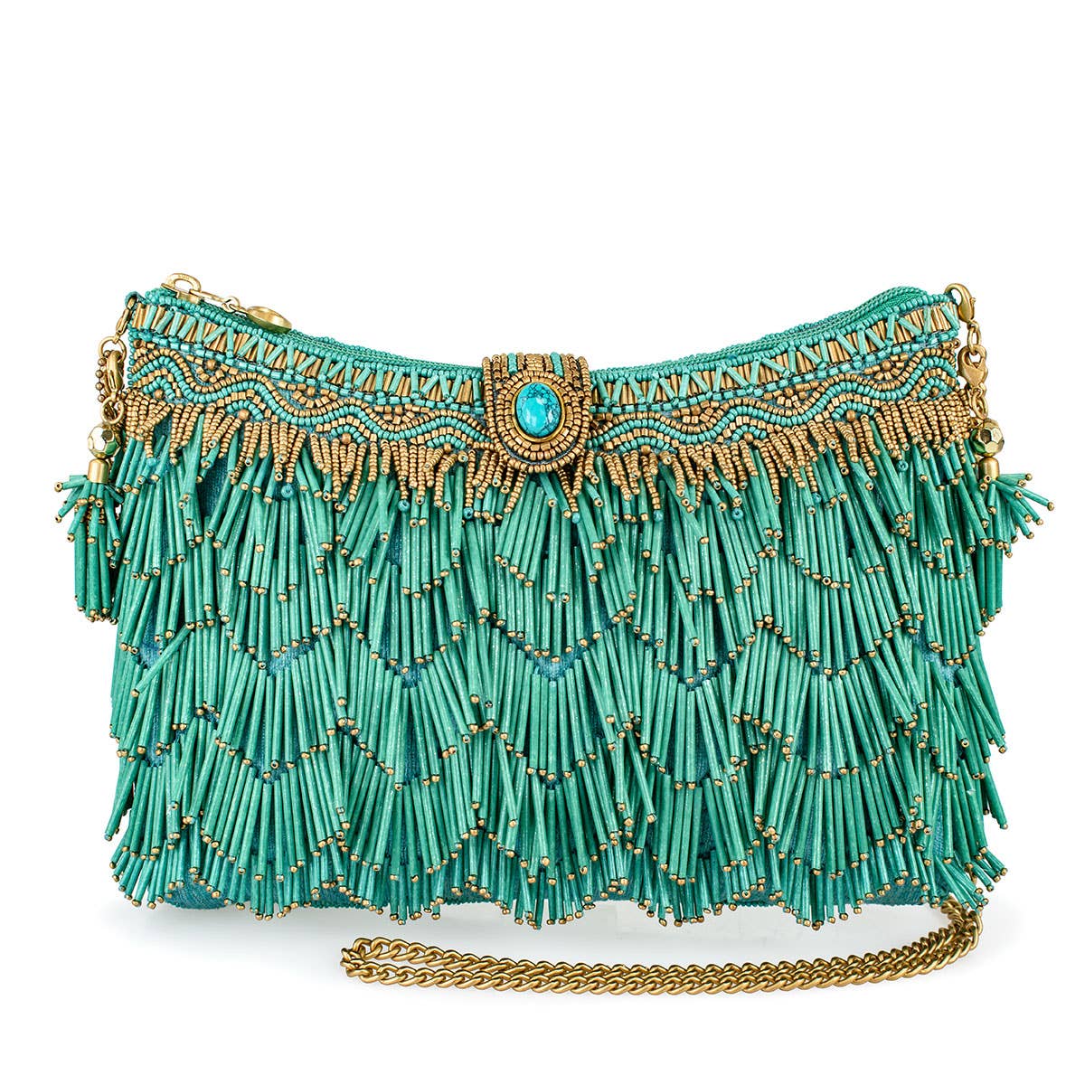 Turquoise Fringe Beaded Crossbody