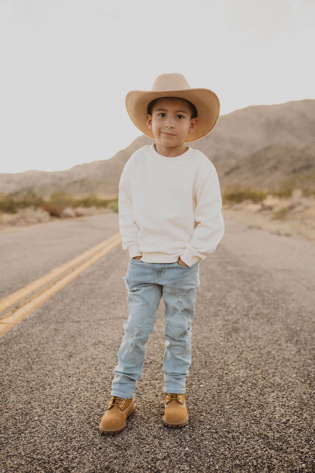 Kids Child Unisex Vegan Suede Western Cowboy Hat