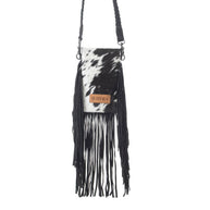 Dakota Drift Hair-on-Hide Purse,Ebony & White