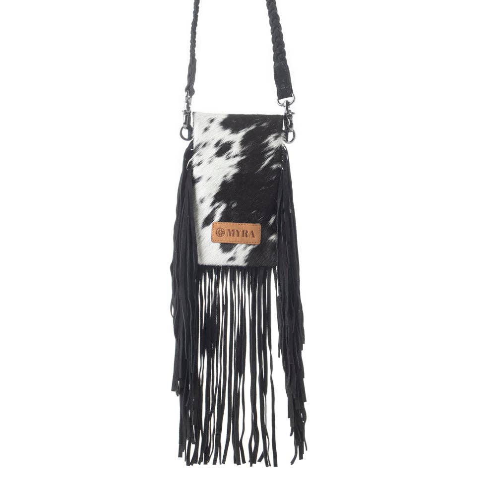 Dakota Drift Hair-on-Hide Purse,Ebony & White