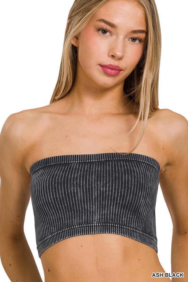 Washed Ribbed Seamless Tube Top