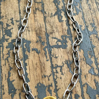 Circle Initial Pendant Necklace TWO TONE