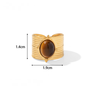 18K Gold Plated Stainless Steel Natural Stone Rings - FGS/CS