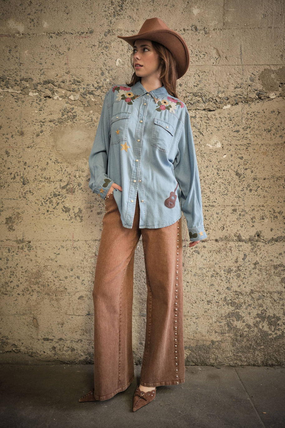Western Embroidered Tencel Shirt