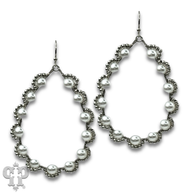 Wire wrapped pearl teardrop earrings