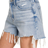 Distressed Hem Denim Shorts