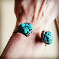 Genuine Natural Turquoise Cuff Bangle Bracelet 806t