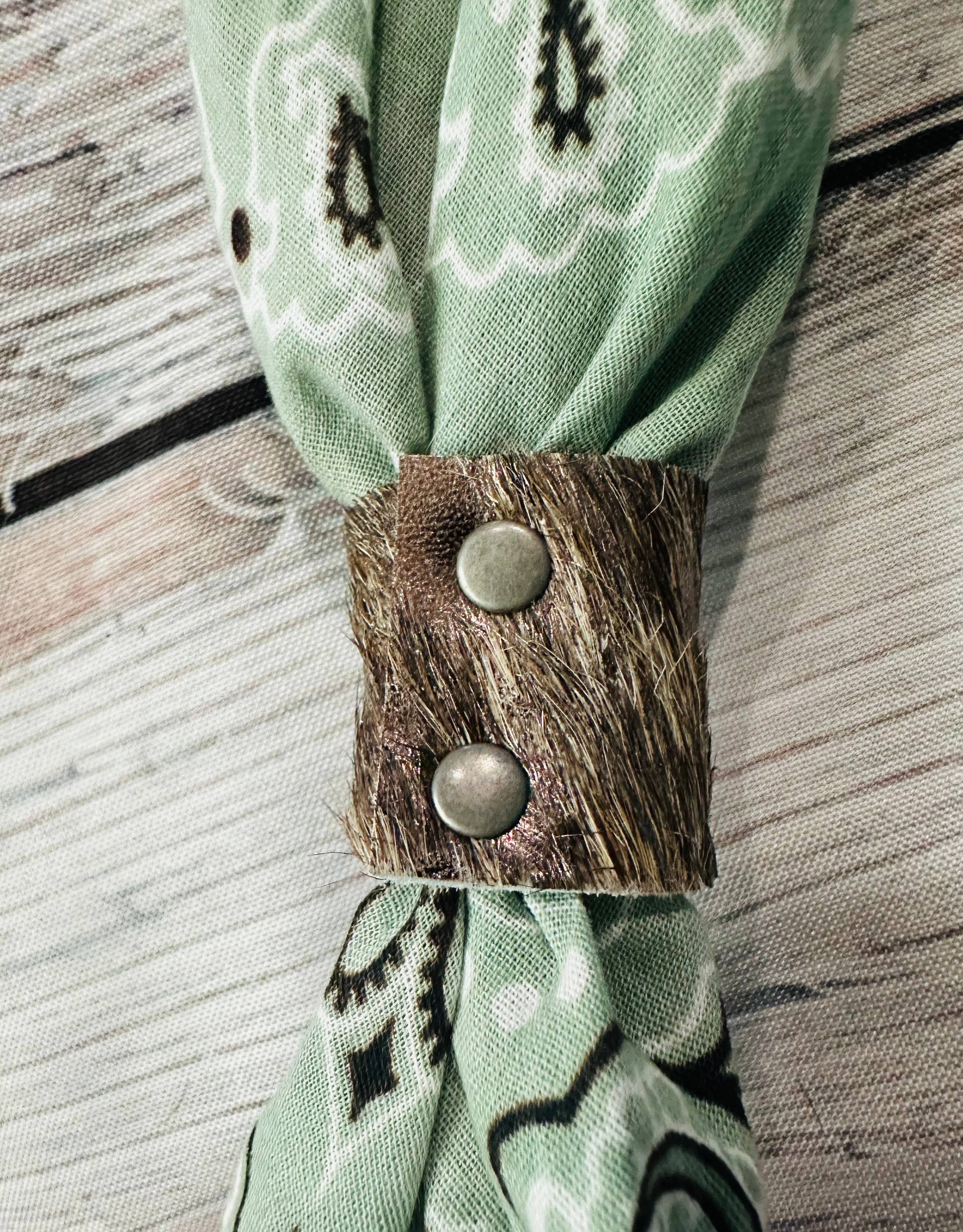 Sage Green Bandanas & Leather Slide