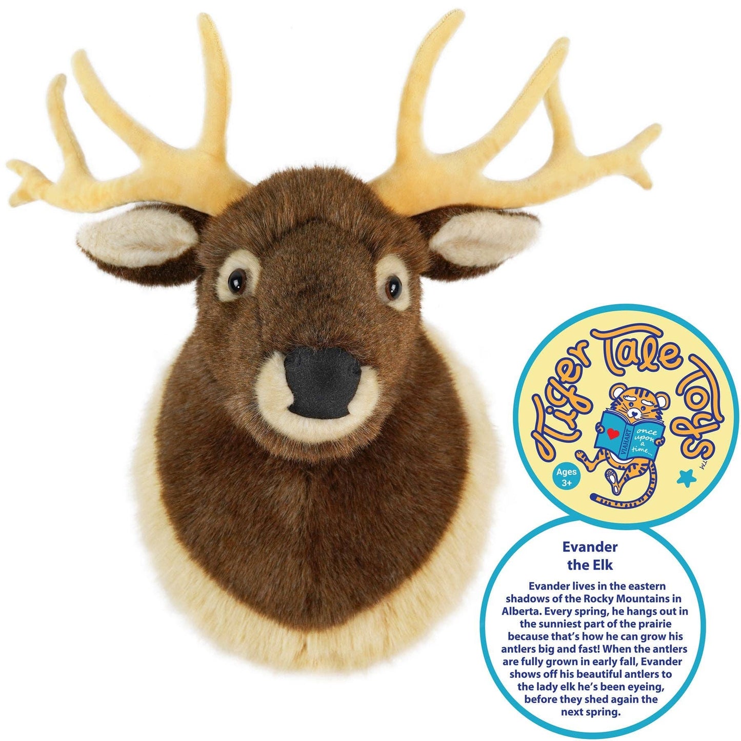 Evander the Elk Head | 25 Inch Stuffed Animal Head Plush