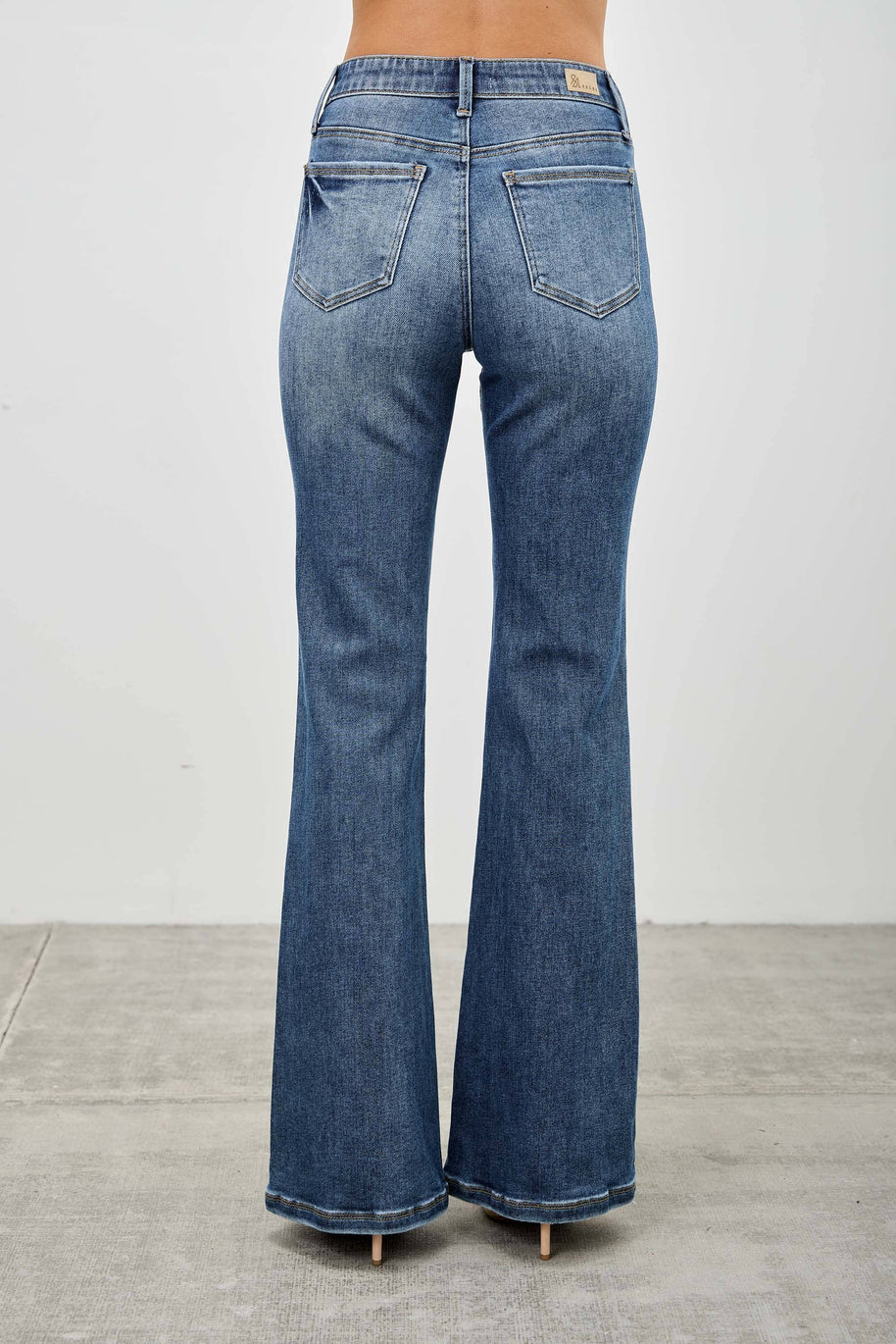 Mid-Rise Boot Cut Distressed Jean