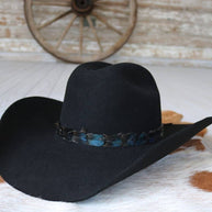 Iridescent Blue Feather Hat Band - Echo
