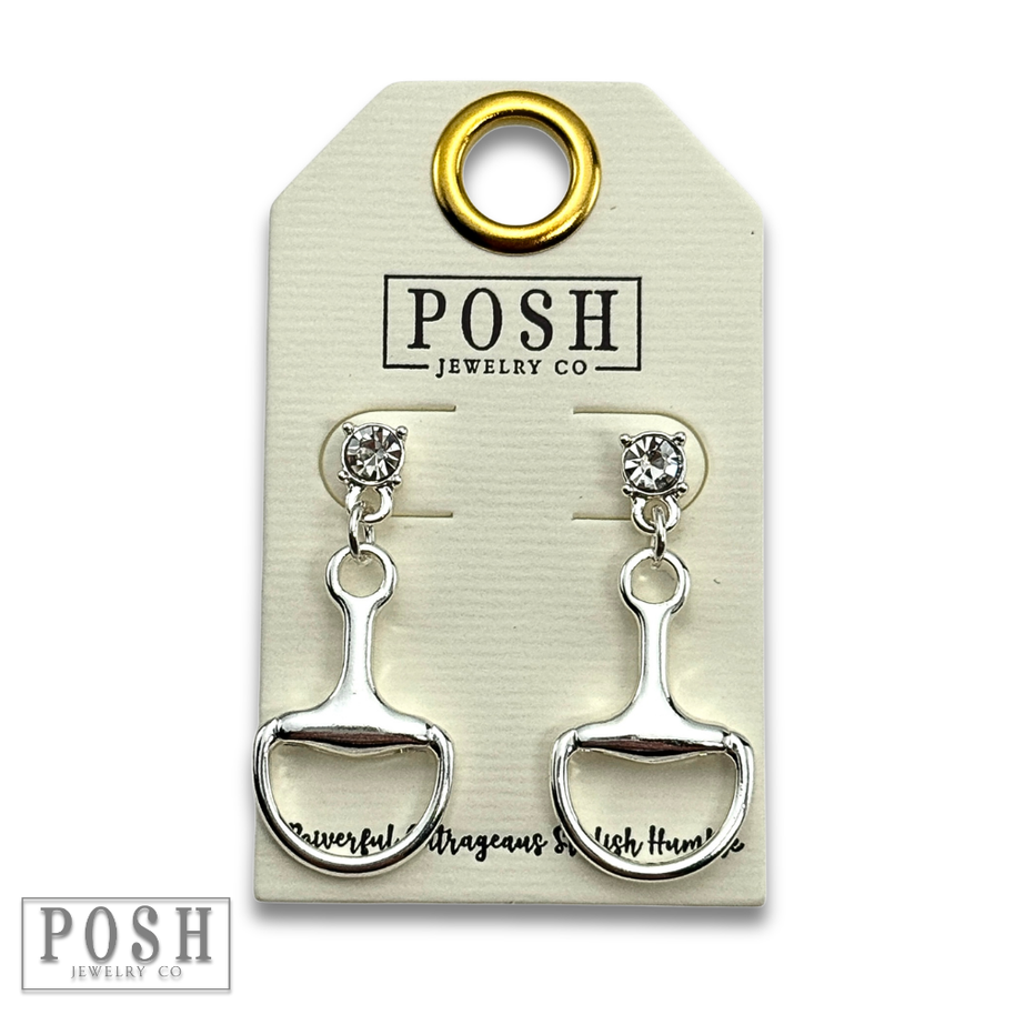 Equestrian charm rhinestone earring