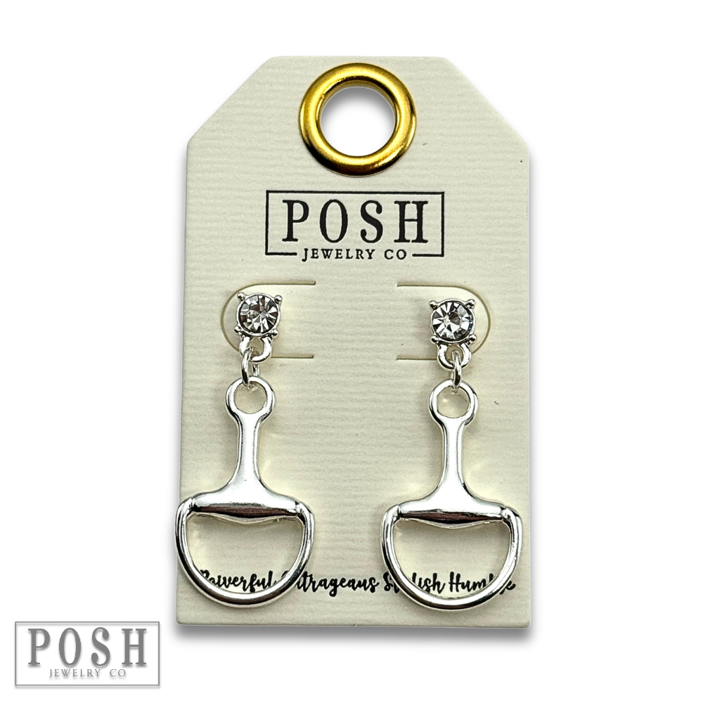 Equestrian charm rhinestone earring