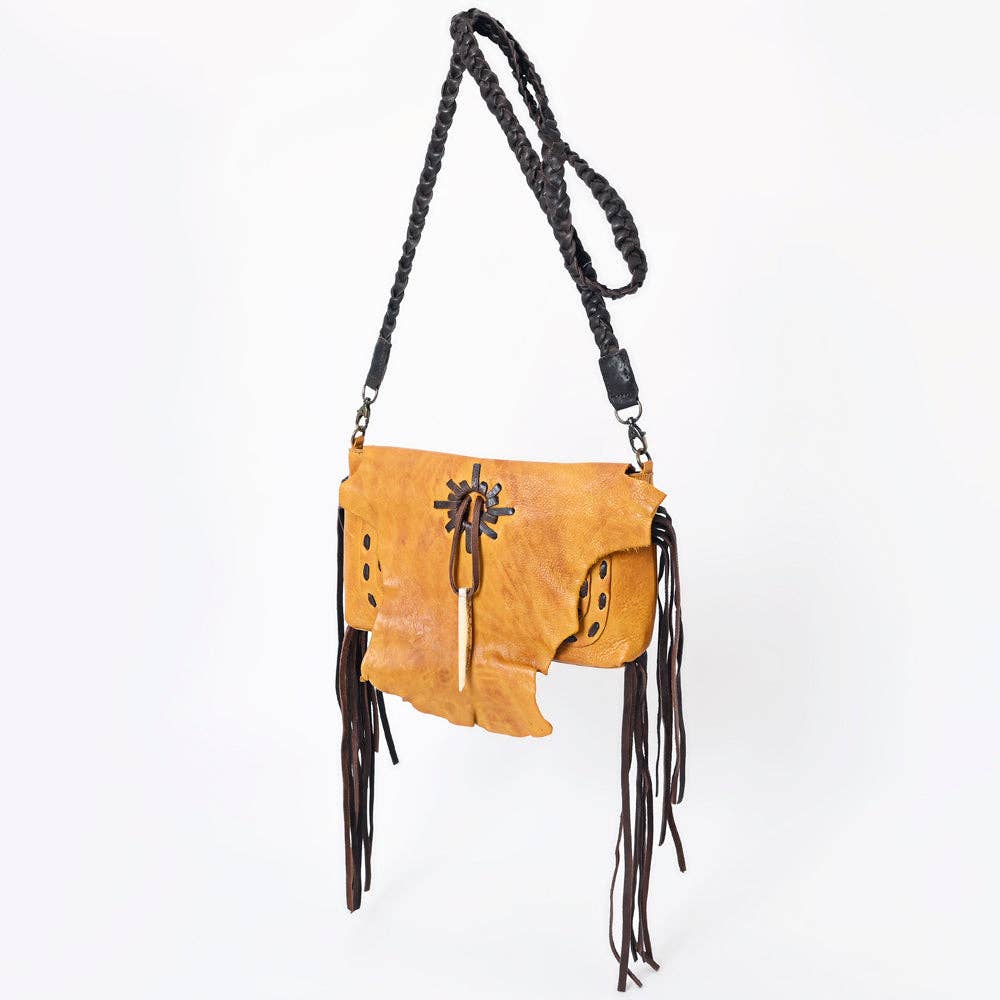 Rustic Leather Fringe Crossbody