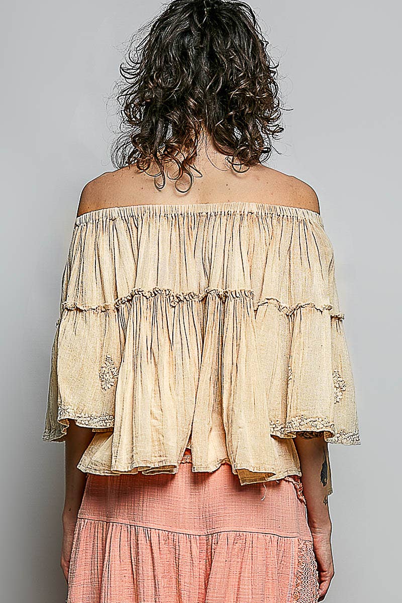 Off Shoulder Bell Sleeve Blouse