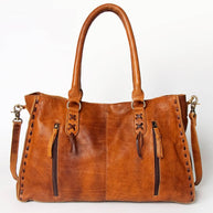 Genuine Leather Tote with Fringe