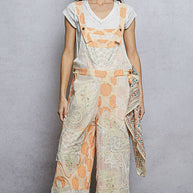 Floral Patchwork Woven Overalls