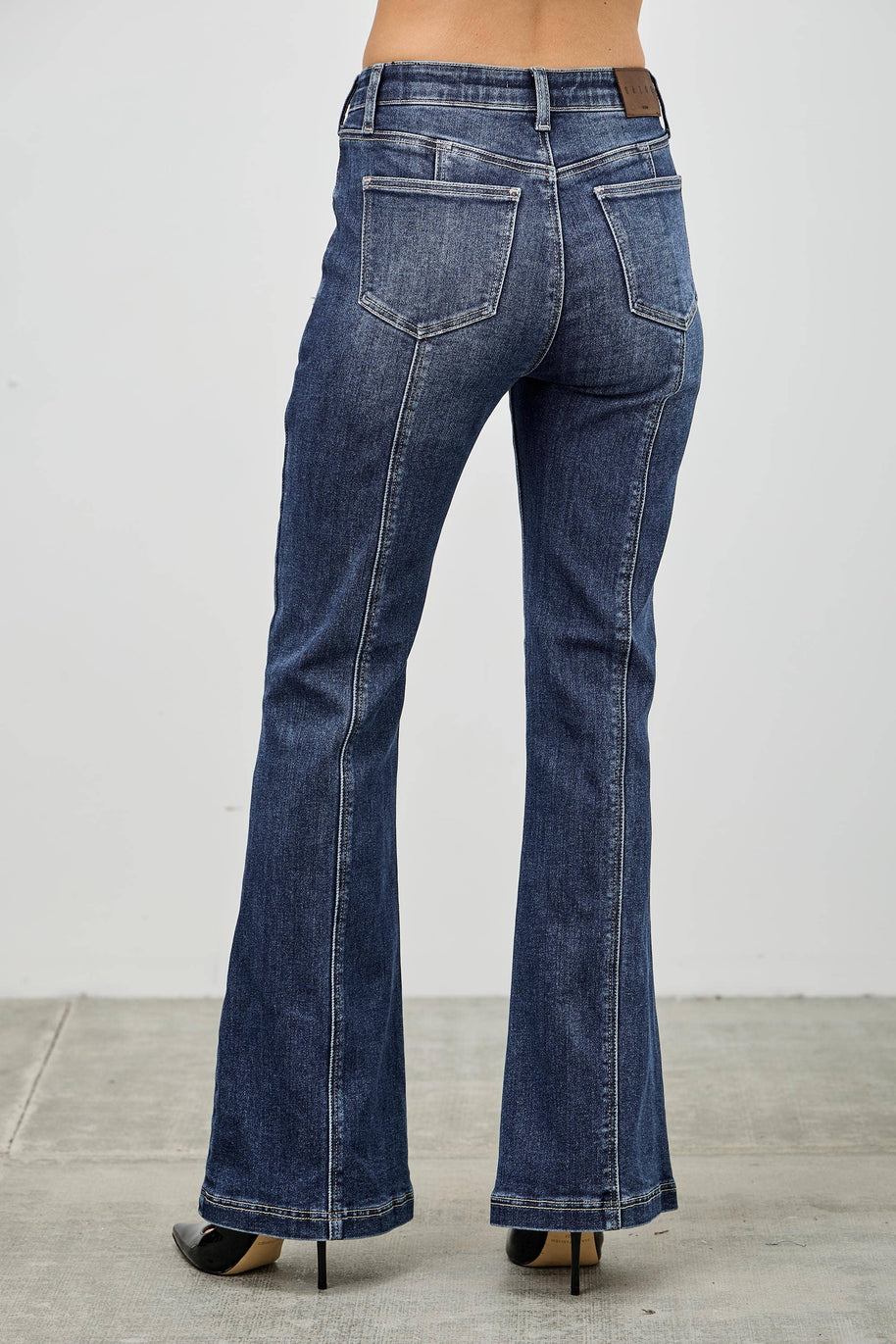 High-Rise Boot Cut Jeans Seam Detail