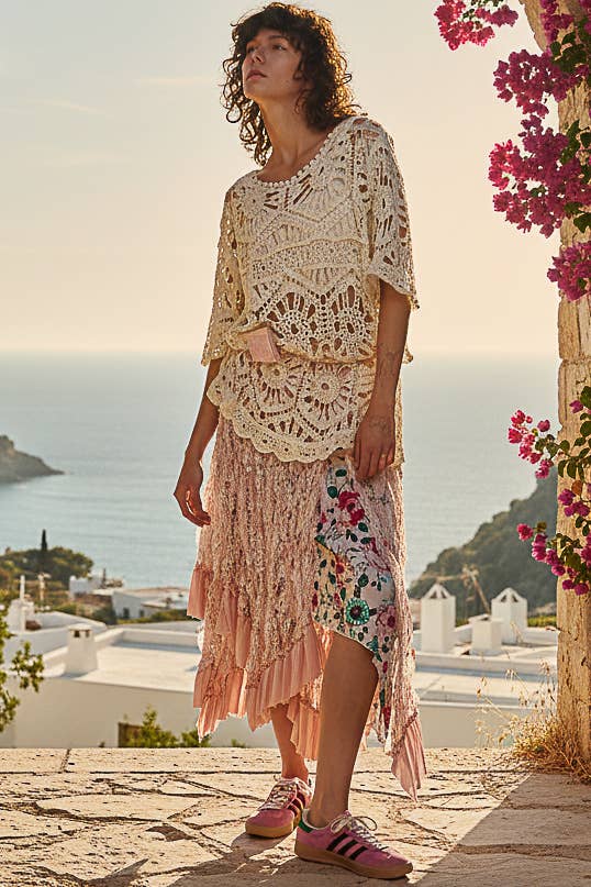 Reverse Ruffle Lace Skirt