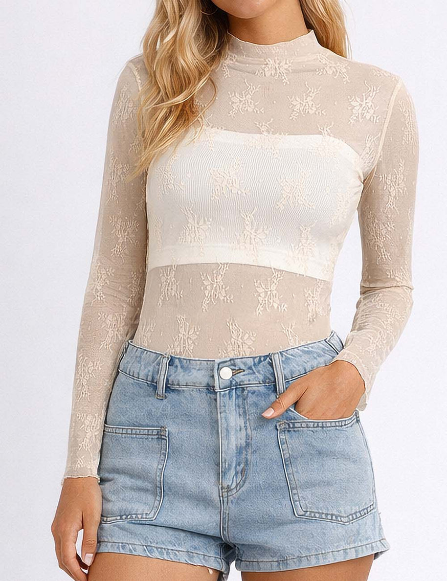 Long-Sleeve Lace Top