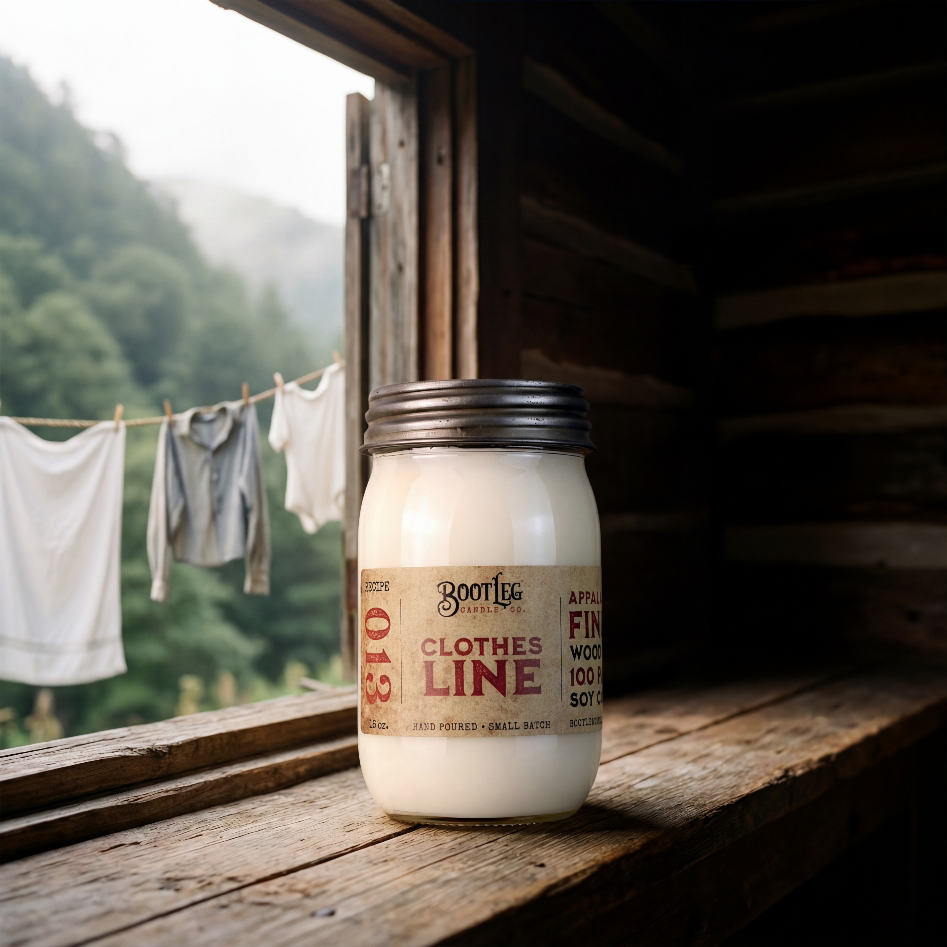 Clothesline - 16oz Soy Wax, Wood Wick Candle