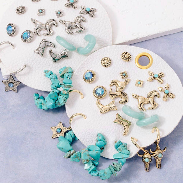 Antique Assorted Western Cowboy Earrings Set