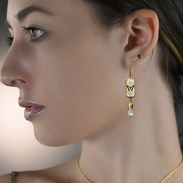Butterfly Picture Earrings w/ Stone