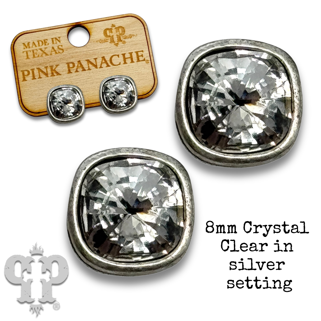 Square 8mm Swarovski® crystal post earrings