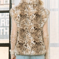 Faux Leopard Fur Vest, 3-3XL