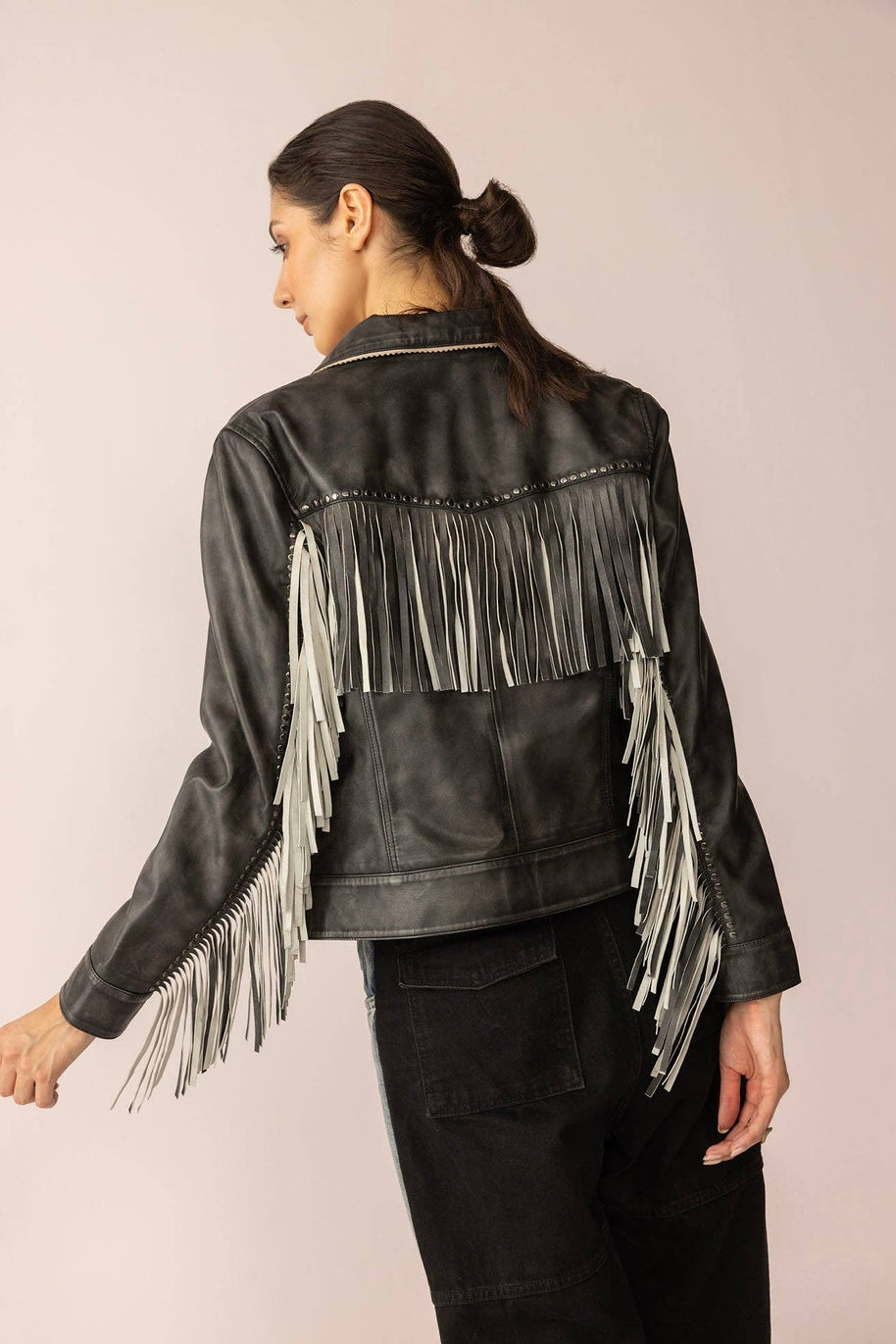 Midnight Maverick Fringe Leather Jacket