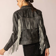 Midnight Maverick Fringe Leather Jacket