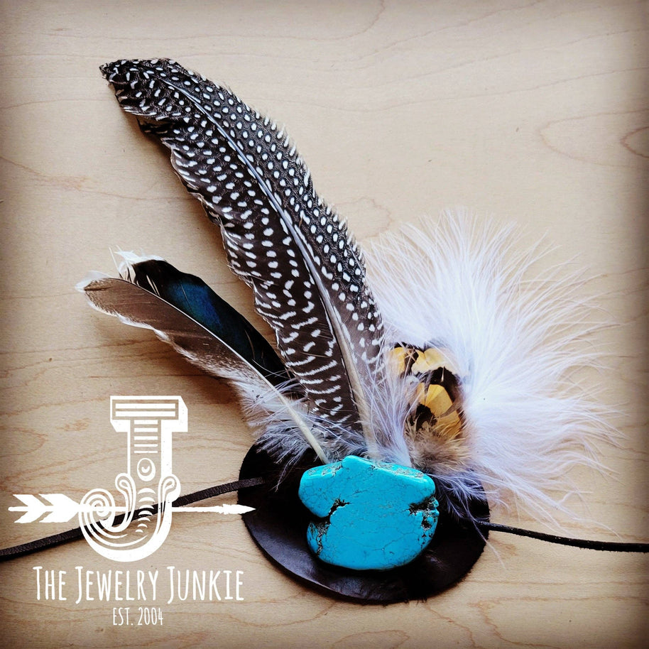 Blue Turquoise, Spotted Feather Hat Band