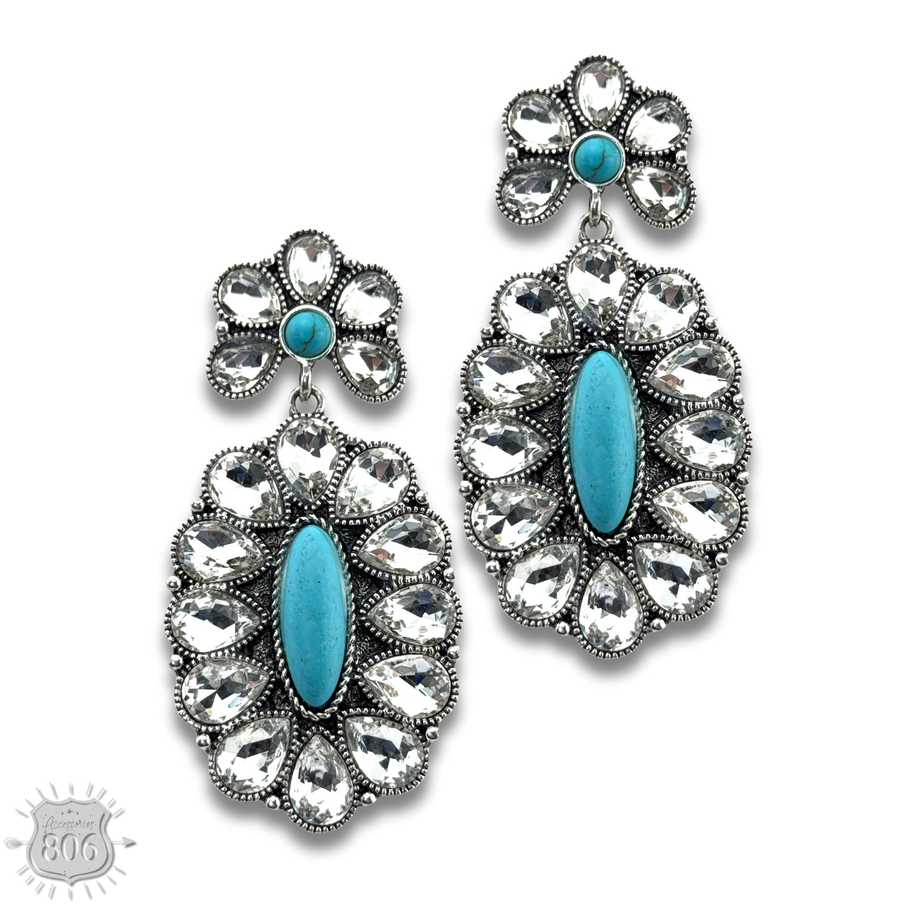 Western rhinestone concho earrings