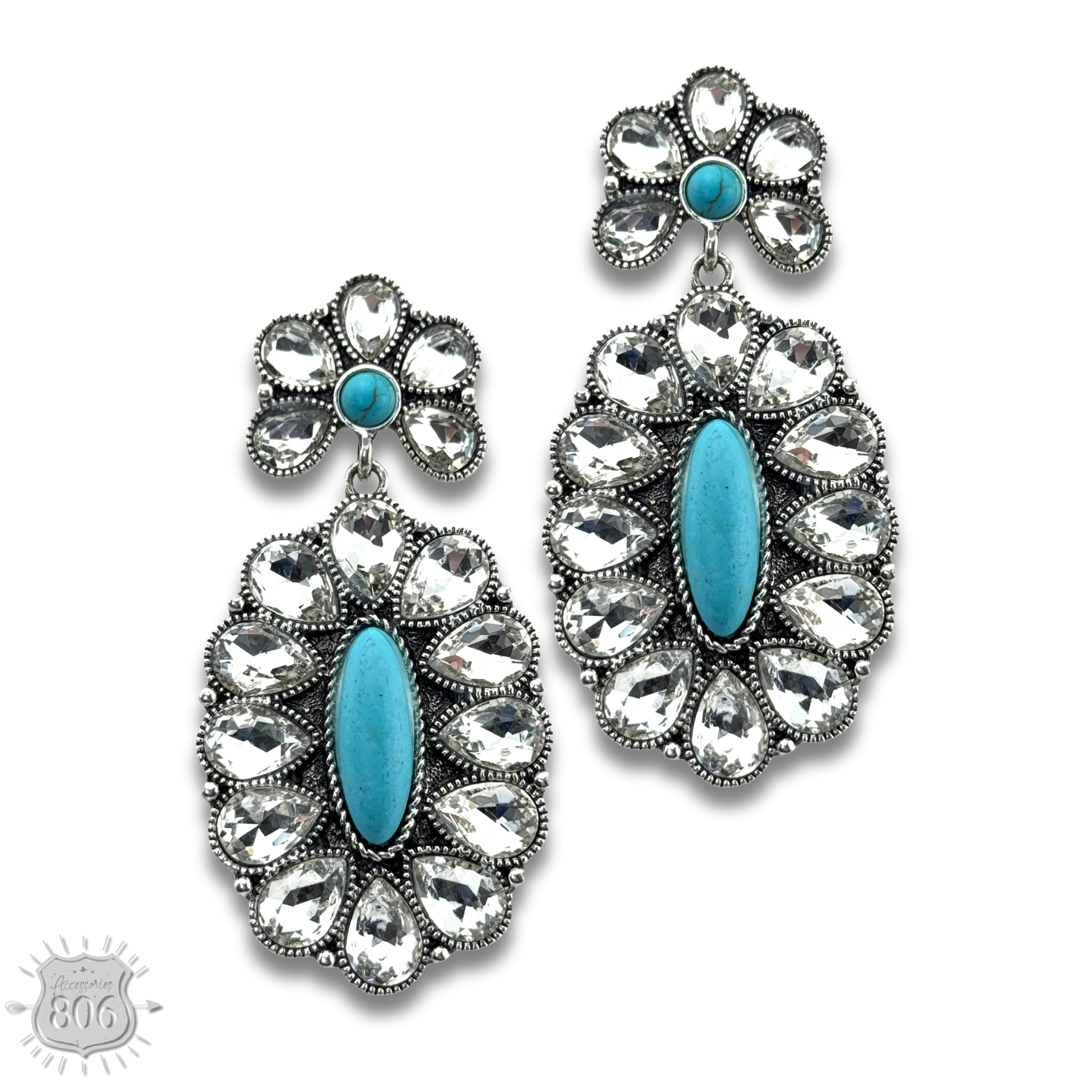 Western rhinestone concho earrings