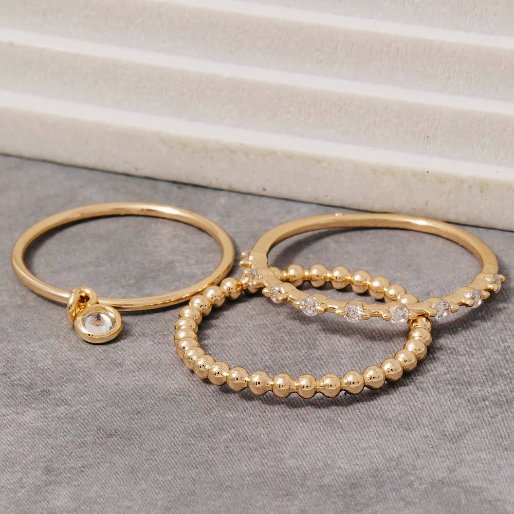 Gold Dipped 3Pc Dainty Rings Set