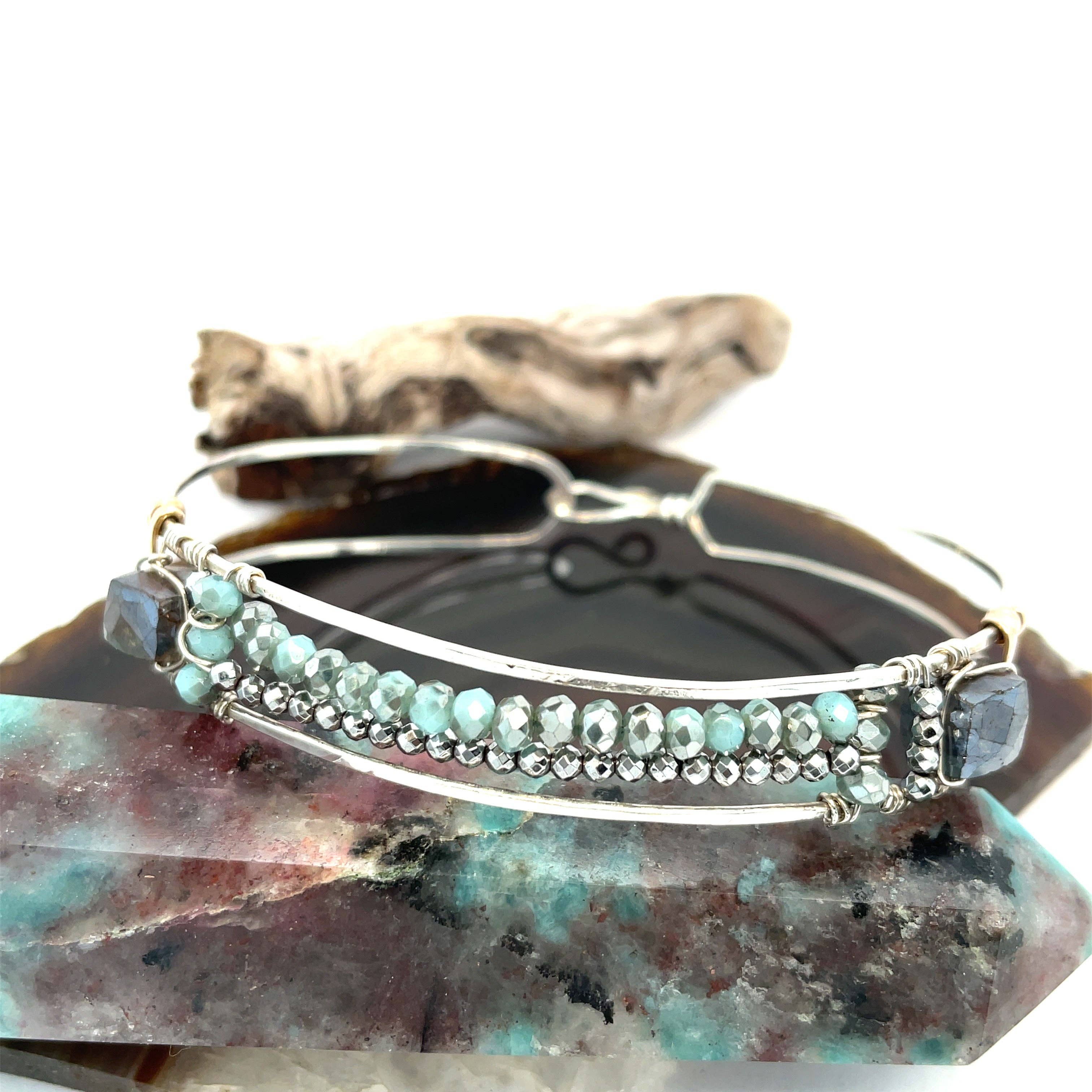 Handmade Get in Line Crystal Cuff Bracelet