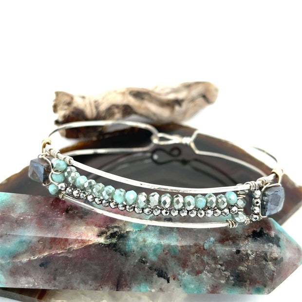 Handmade Get in Line Crystal Cuff Bracelet
